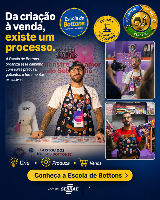 Prova e bastidores da Escola de Bottons com participação no Sebrae