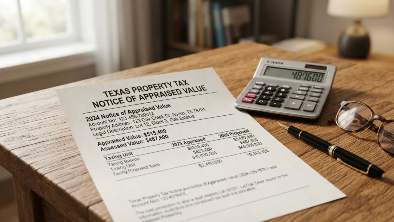 Texas property tax appraisal notice