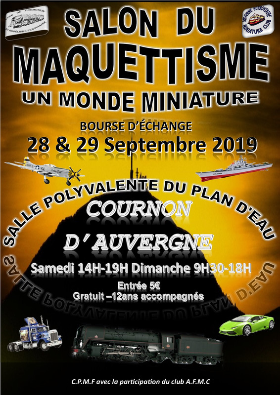 (09) - Septembre 2019 : 28 et 29 : Exposition de Maquettisme à COURNON-D'AUVERGNE 63800. Affiche-Afmc-Exposition-Septembre-2019