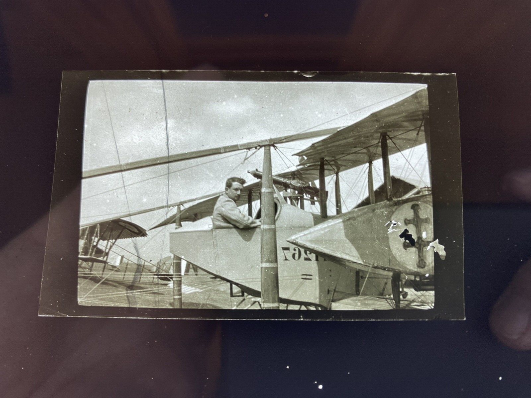 Glas Foto Flugzeug Doppeldecker Pilot Kennung K (1)