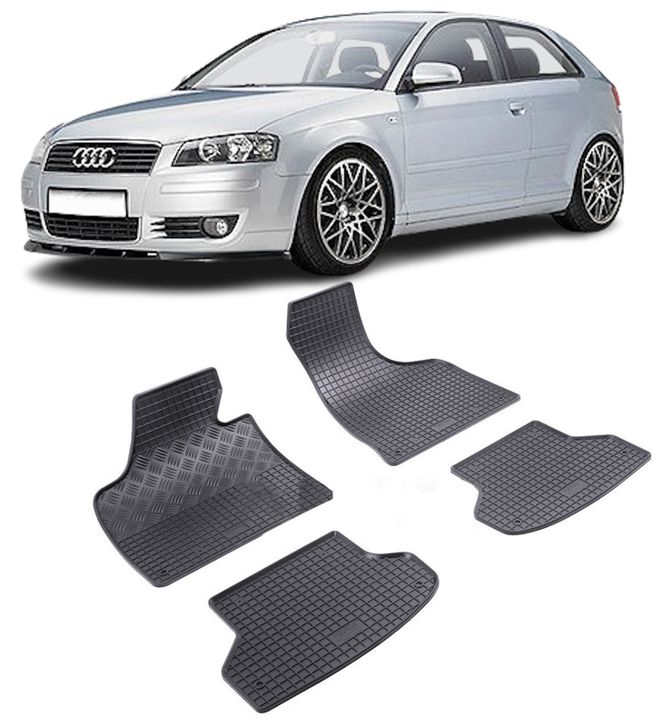 Set 4 covorase Audi A3/Sportback 2004-2013, din cauciuc 100%, compatibile cu autoturismul AUDI A3/Sportback