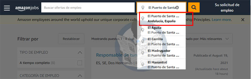 Oferta de empleo en Amazon para El Puerto de Santa María (Cádiz)