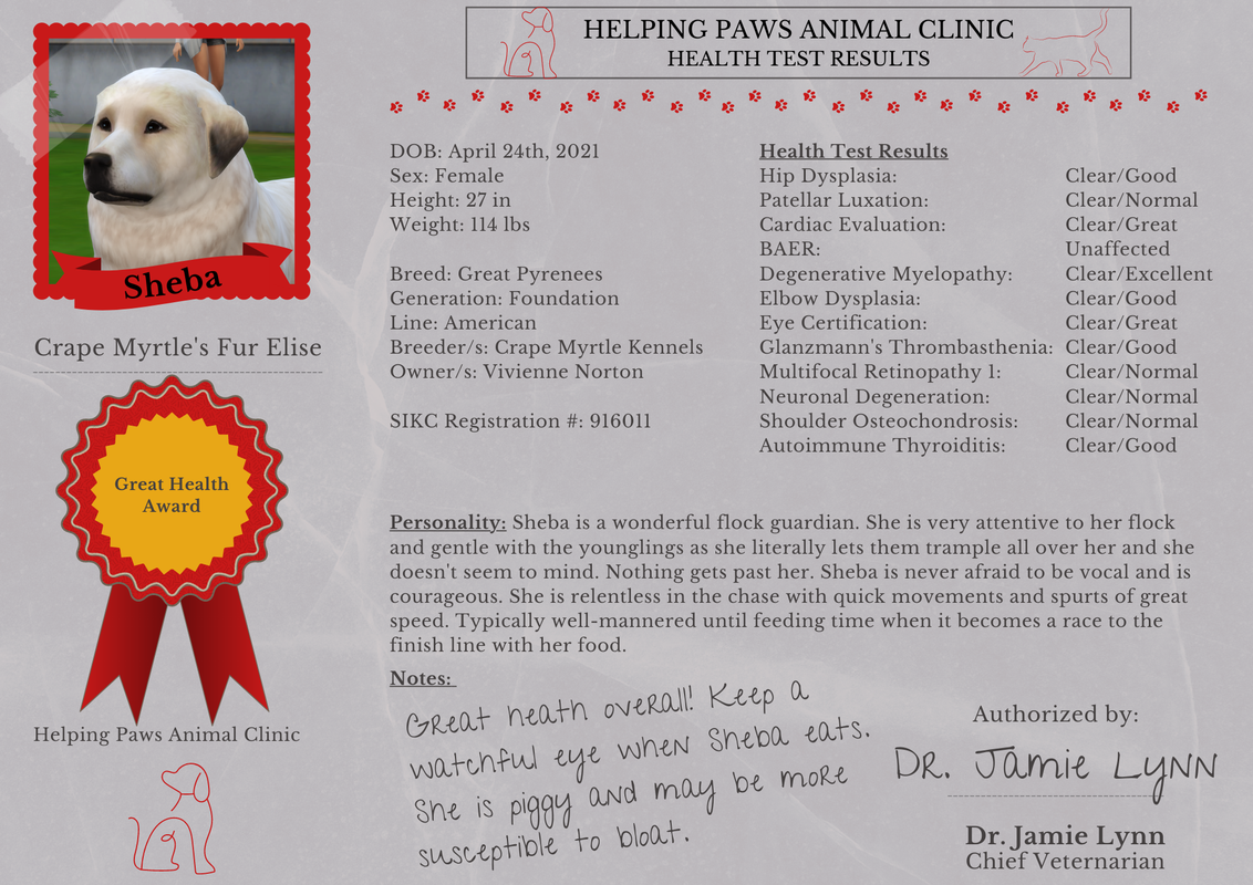 Crape Myrtle Kennels Sims International Kennel Club