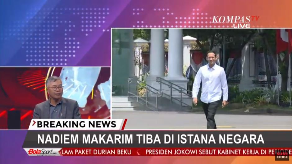 Nadiem Makarim hadir di Istana Presiden