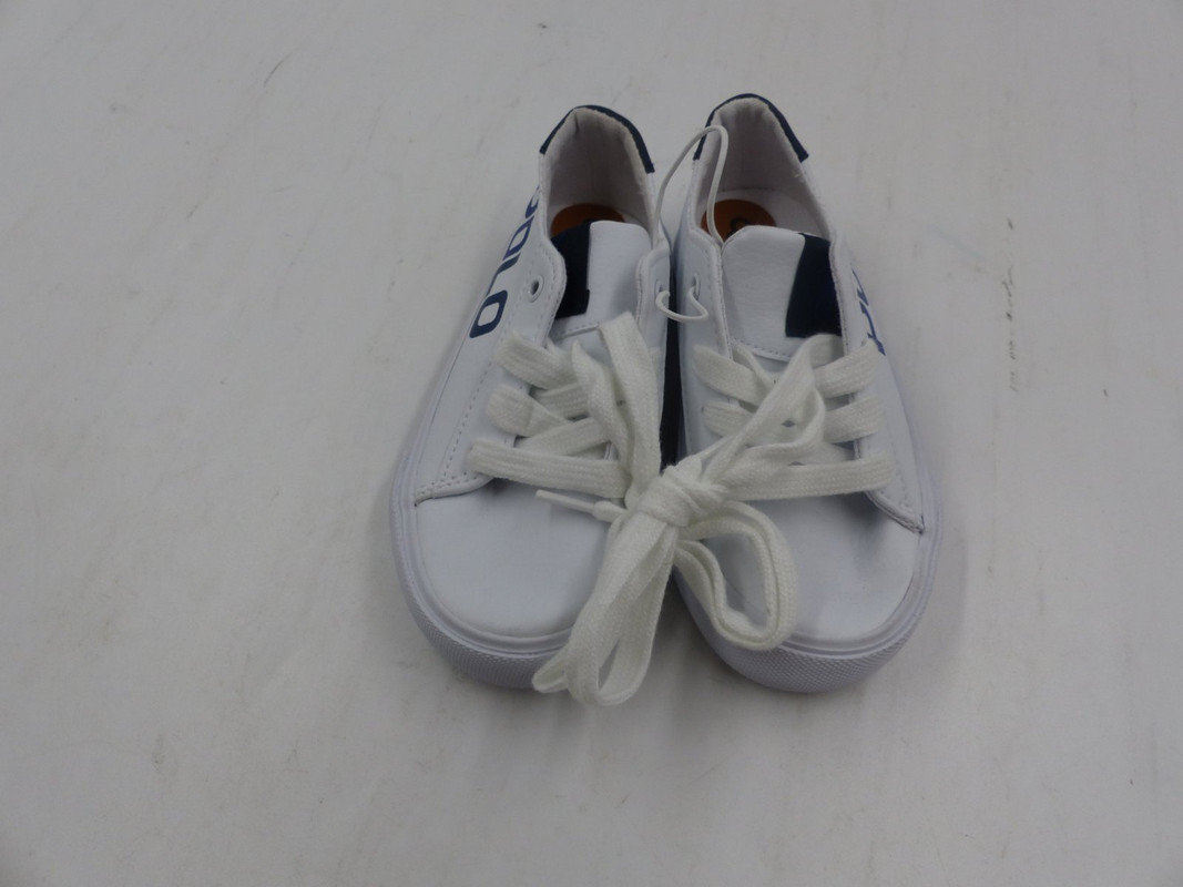 POLO RALPH LAUREN LITTLE KIDS WHITE SNEAKERS WITH POLO DETAIL ON SIDE SIZE 8