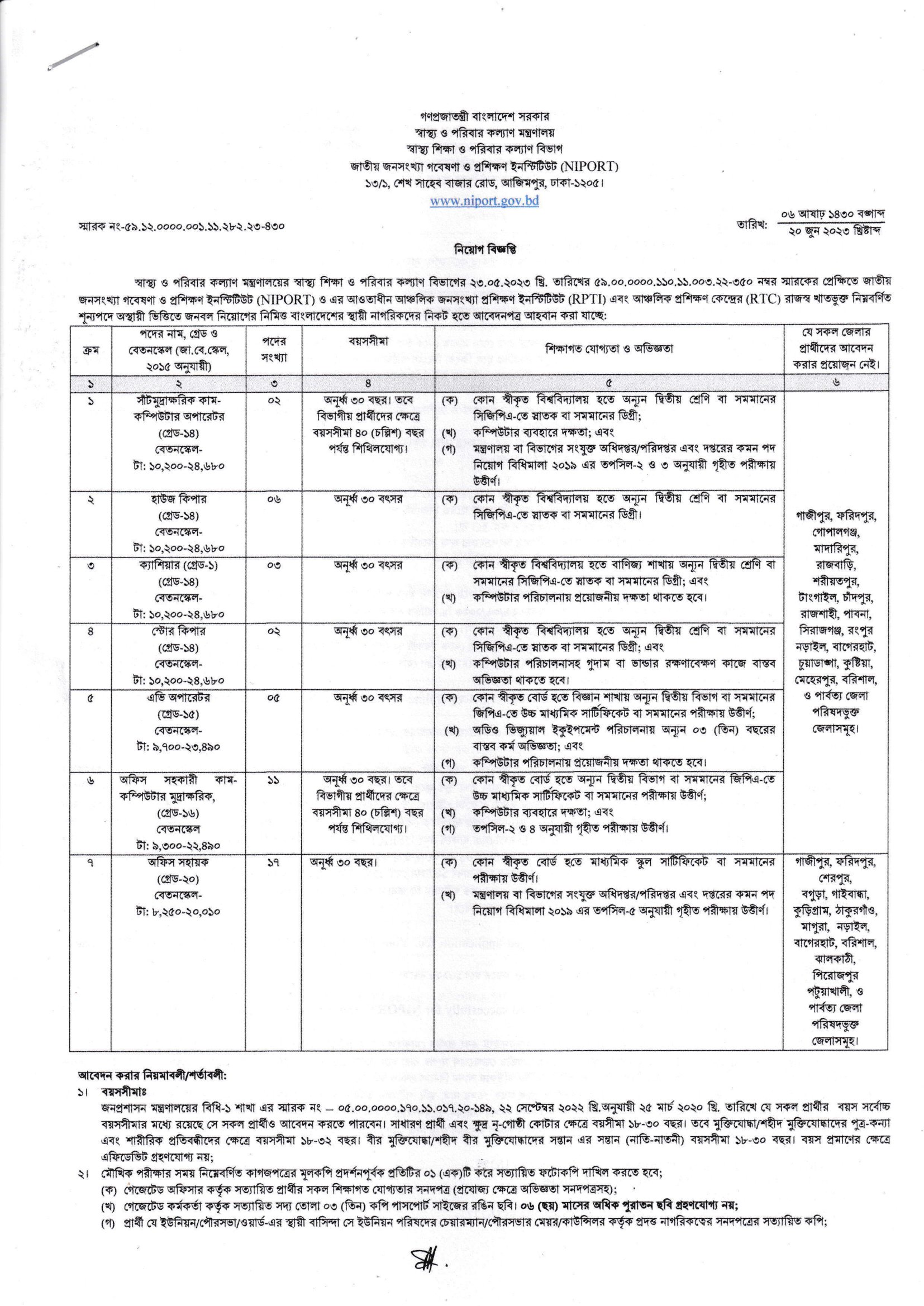 NIPORT Job Circular 2 1