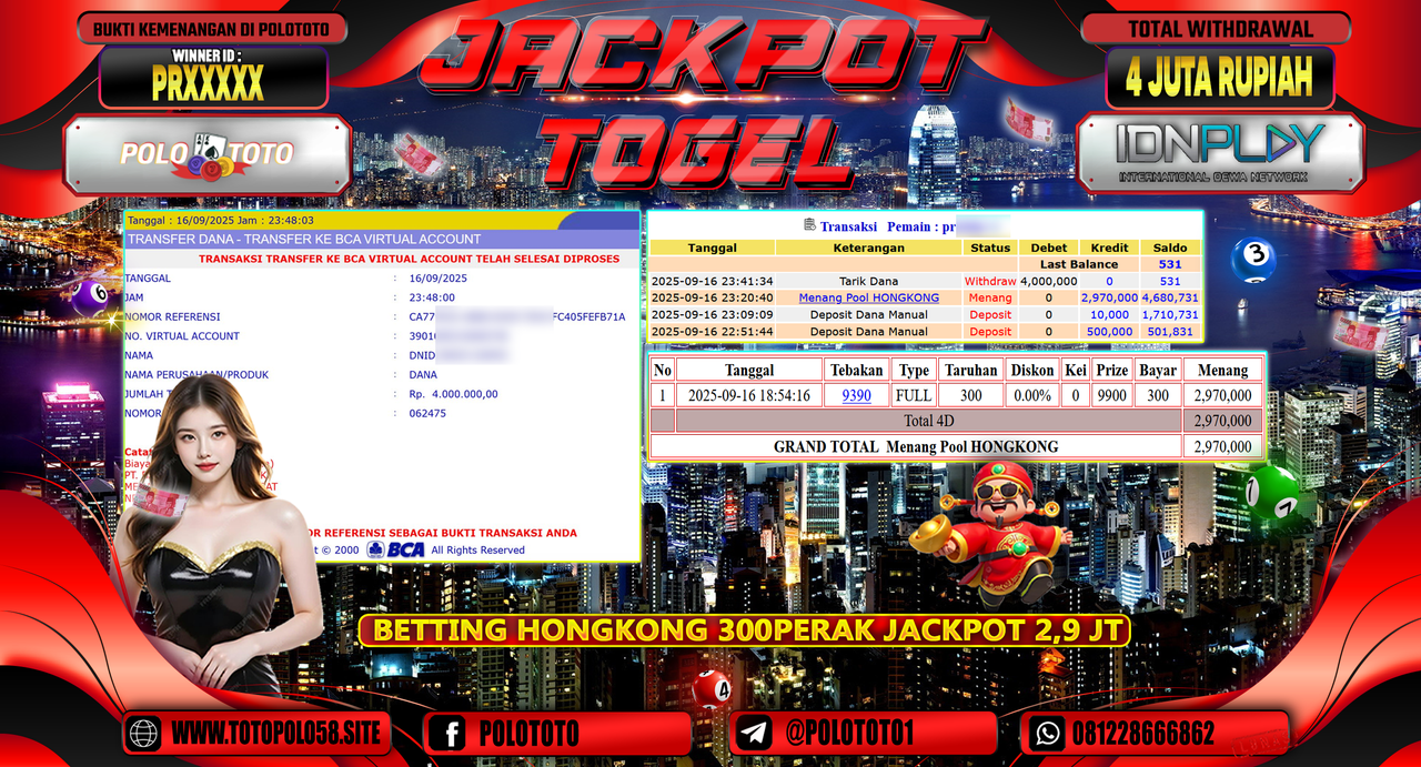 POLOTOTO JACKPOT TOGEL HONGKONG LOTTO Rp.4.000.000,-