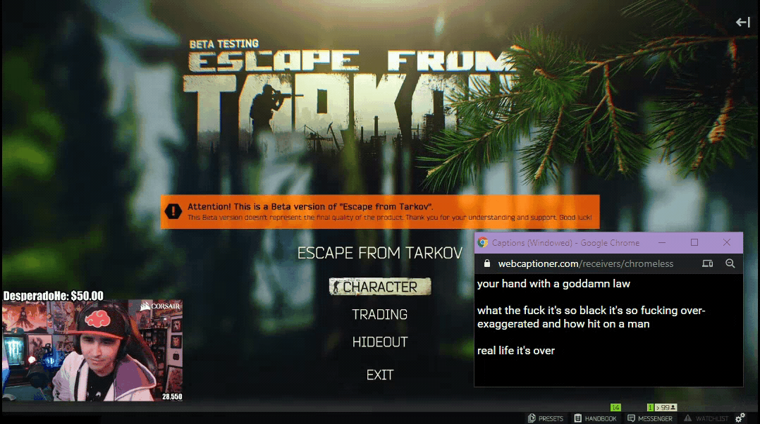 captioned streamer rant