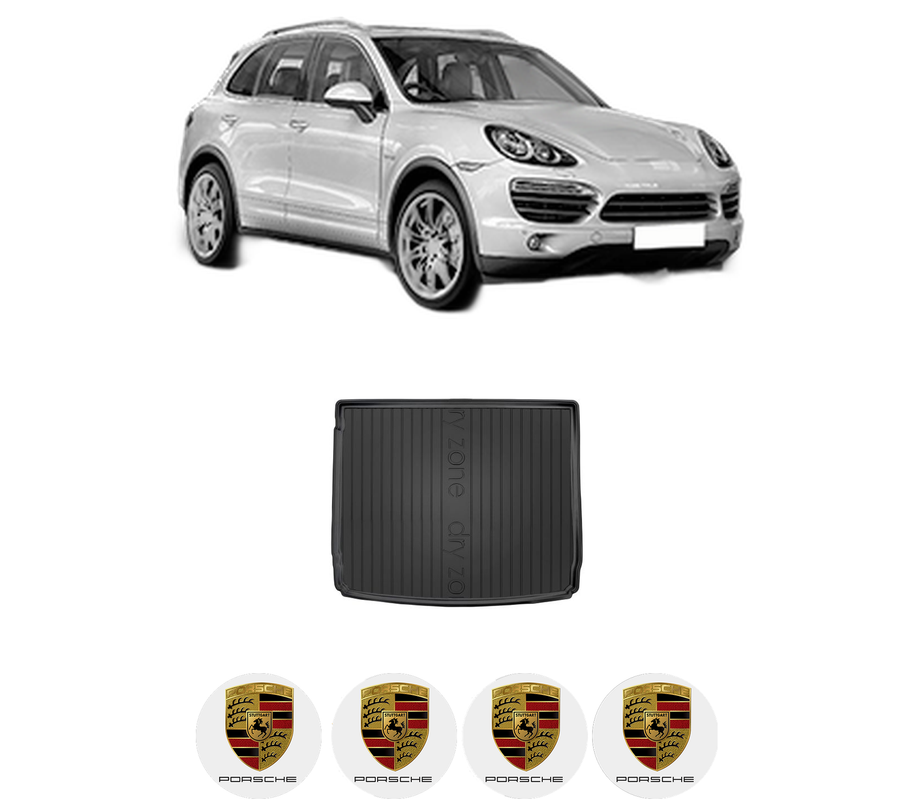 Tavita Portbagaj PORSCHE CAYENNE (92A) din 2010-2018, Protectie Portbagaj Auto, 4x Stickere auto cu PORSCHE