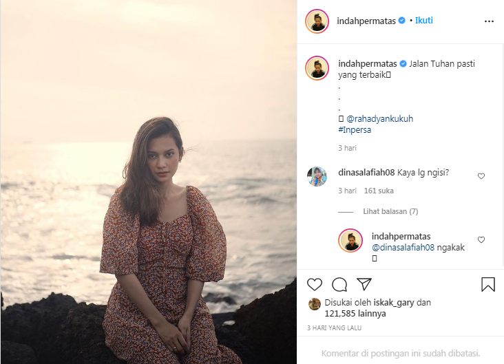 Indah Permatasari tanggapi santai saat disebut tengah berbadan dua
