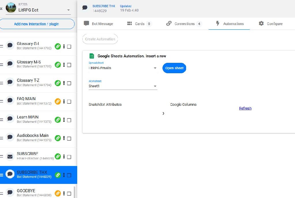 Adding Subscribers to Google Sheets