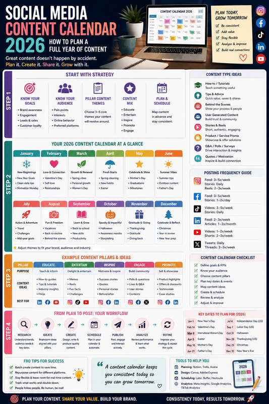 Social Media Content Calendar 2026: How to Plan a Full Year of Content