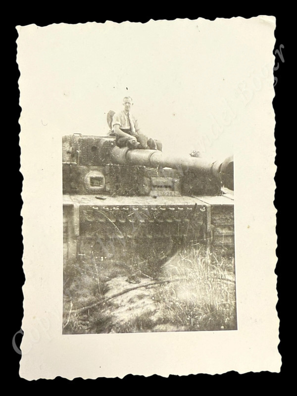 Altes Foto Tiger Panzer Tank Langrohr Turmnummer WW2