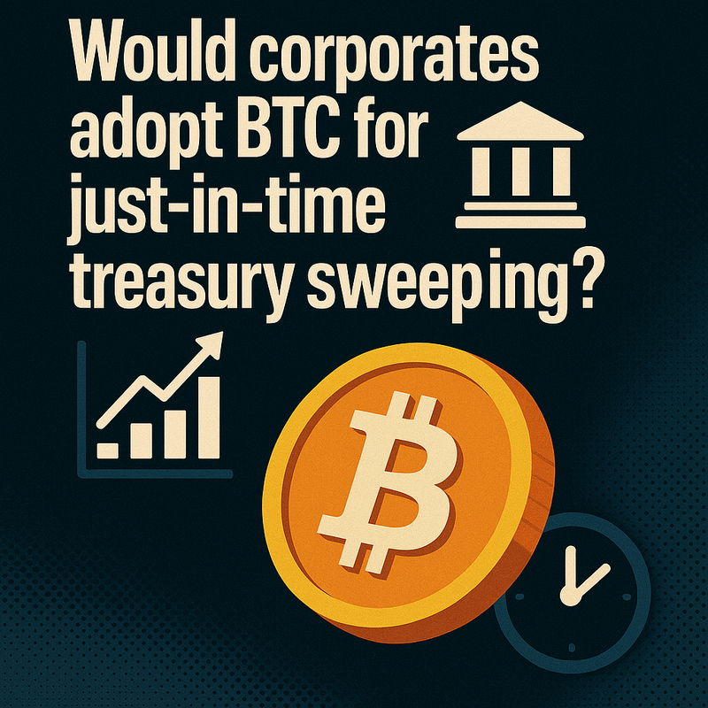 Would corporates adopt BTC for just-in-time treasury sweeping?