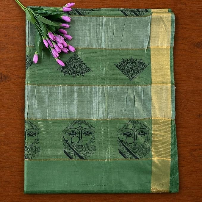 Women's Classic Kota Doriya Slub Silk Saree with Unstitched Blouse Piece
