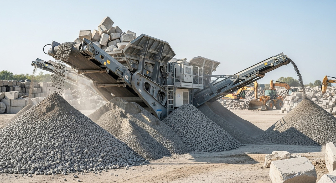 Переработка строительного мусора на современном комплексе с дробильным оборудованием