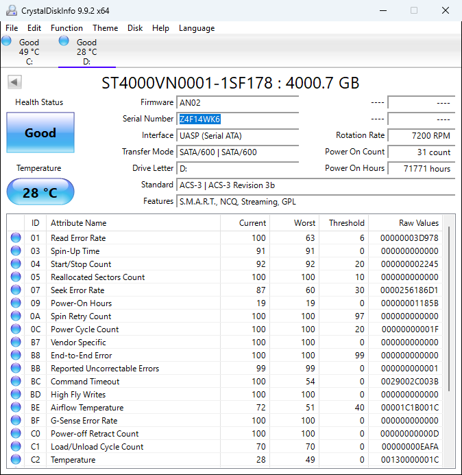 Crystal Disk Info Z4F14WK6