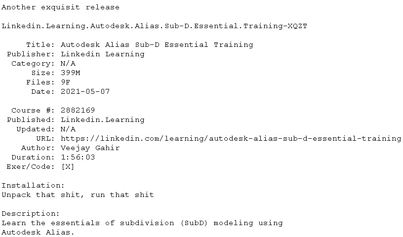 Linkedin Learning Autodesk Alias Sub-D Essential Training-XQZT Linkedin Learning Autodesk Alias Sub-D Essential Training-XQZT