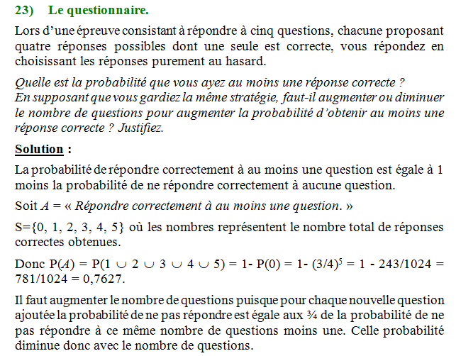 Exercices probabilité