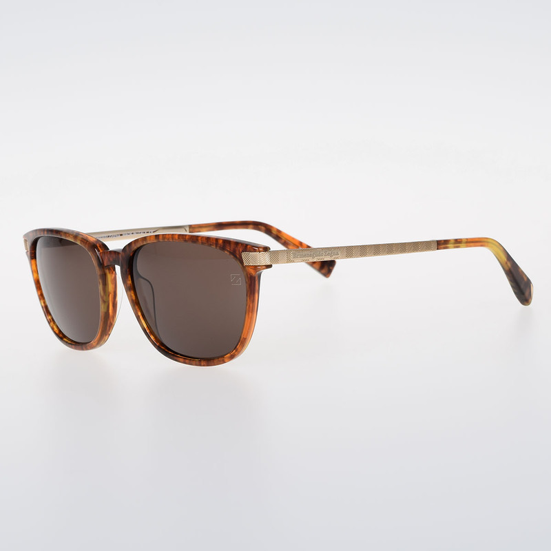 Ermenegildo Zegna Men Tortoise Shell Sun Glasses Brown Men Sungl