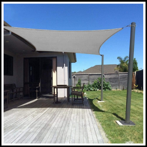 VELA TELO OMBREGGIANTE TENDA DA SOLE QUADRATA TRIANGOLARE BIANCA O BEIGE CON CORDA E ANELLI IN ACCIAIO