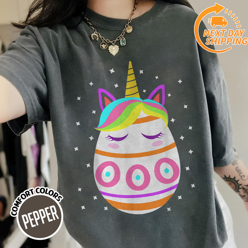 B09SLXFCQD Unicorn Face Easter Egg Cute Easter Day Girls Kids Toddler T Shirt MK7