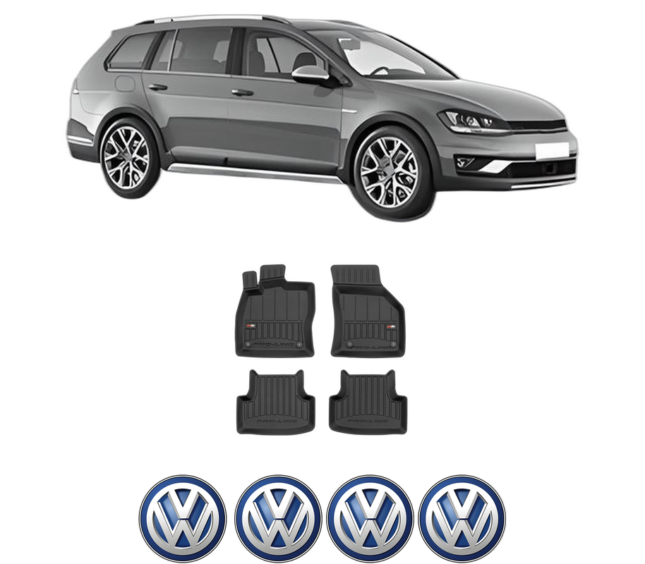 Set covorase presuri Volkswagen GOLF ALLTRACK VII Variant (BA5, BV5) din 2014-2020, auto, din cauciuc thermoplastic, 4 Stickere auto cu Volkswagen