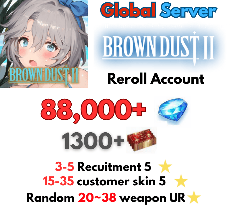 [Global] 80000+ Gems | Browndust 2  Account Gói Reroll thường 