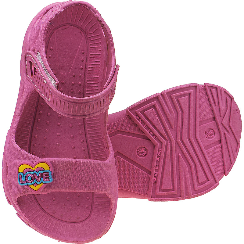 Sandália Papete com Velcro Decorada Love miniatura 3