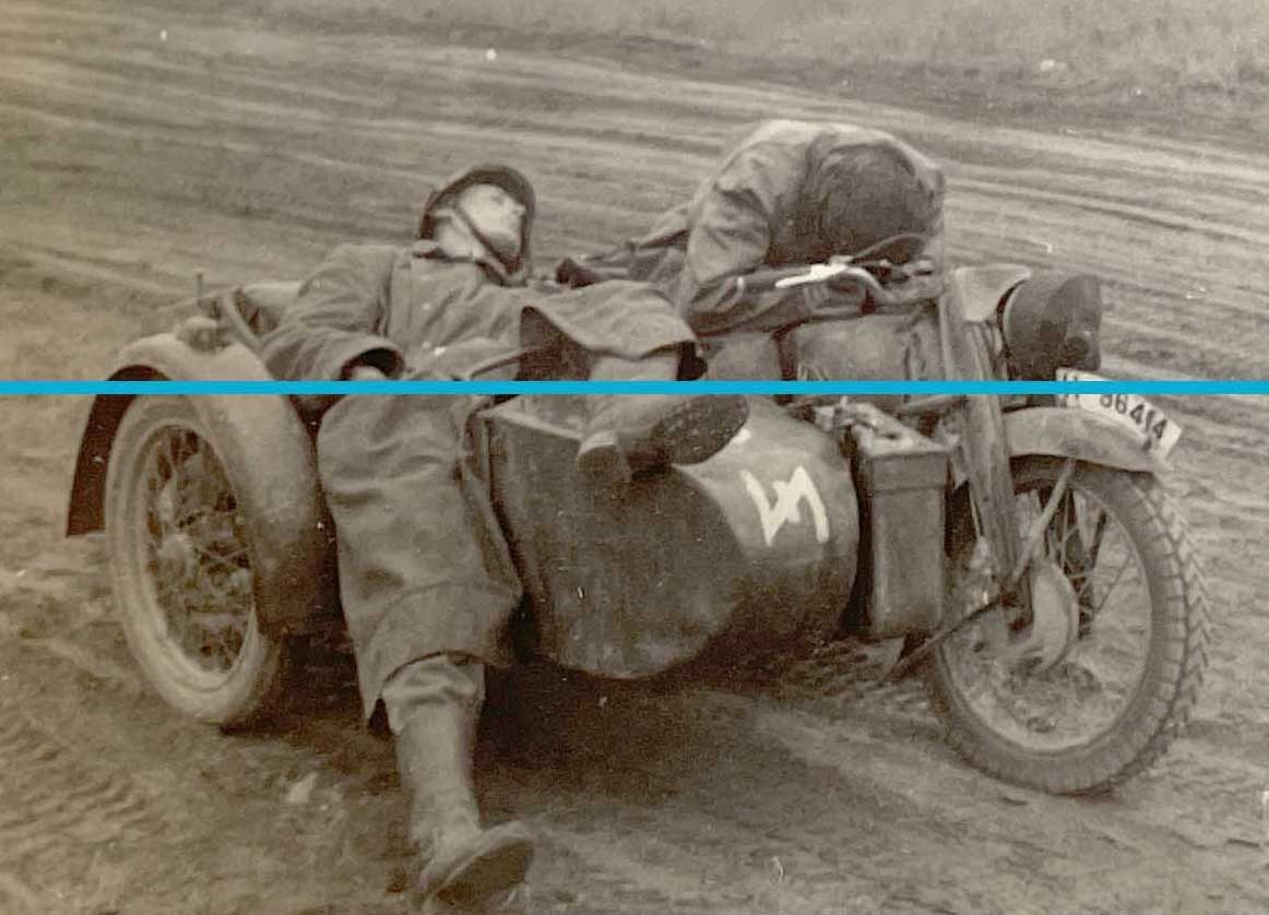 Schlafende Soldaten Div Reich Motorrad Spezialeinheit Original Foto