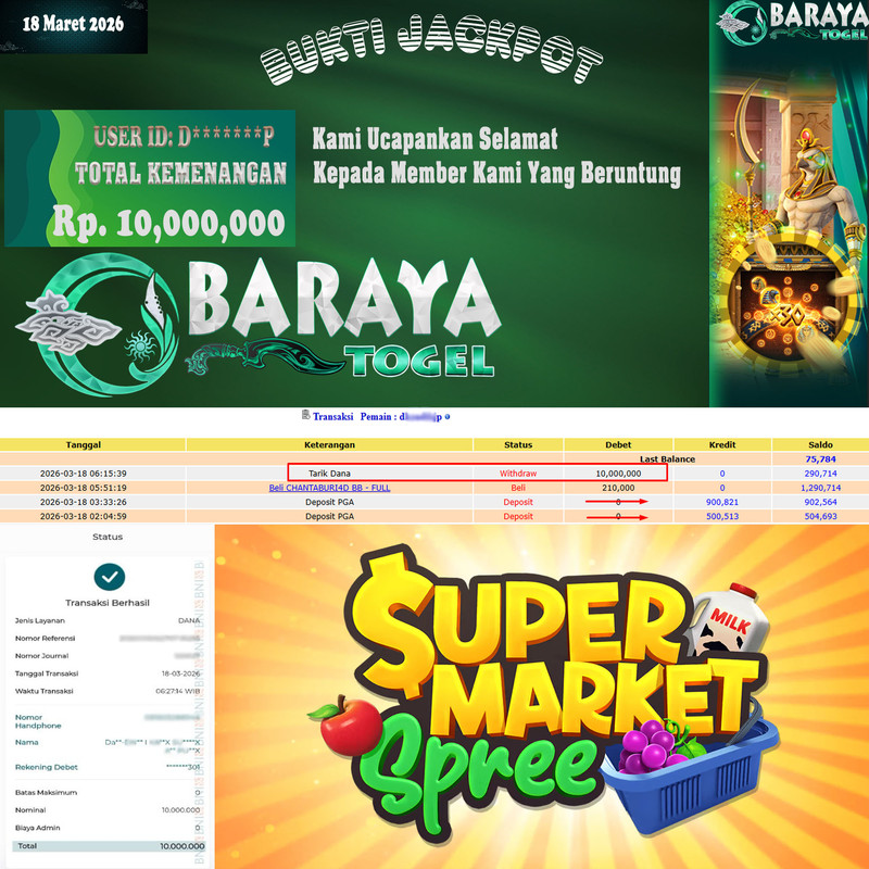 Rp. 10.000.000.- WD LUNAS DI BARAYATOGEL