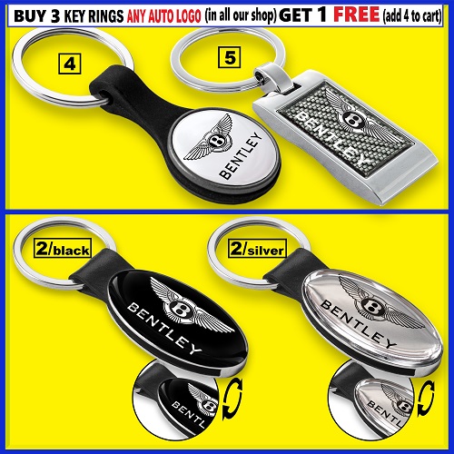 Bentley Key Ring Leather Metal Silver Keychain Car Auto Logo T Shirt Accessories