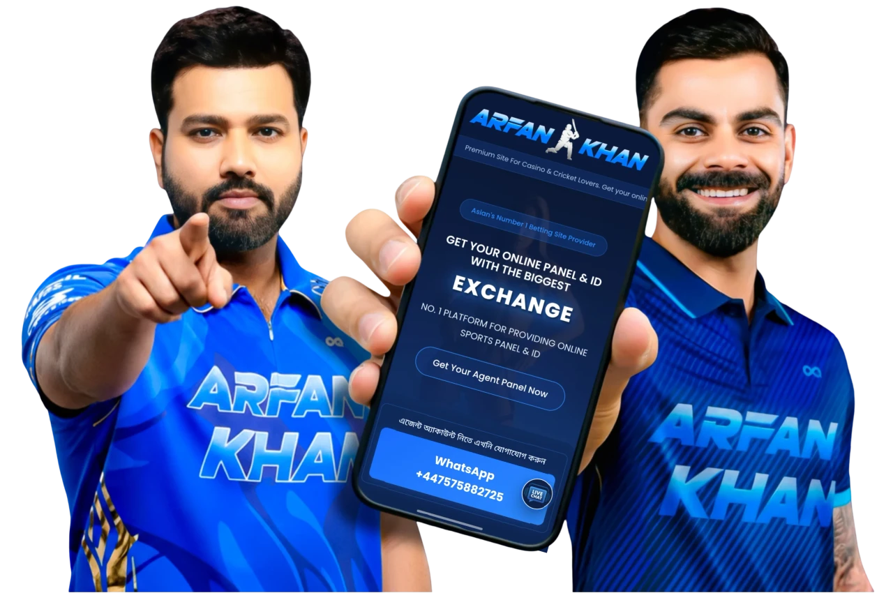 Stylized neon outline of a cricket batsman hitting a ball, with a trophy outline in the background.