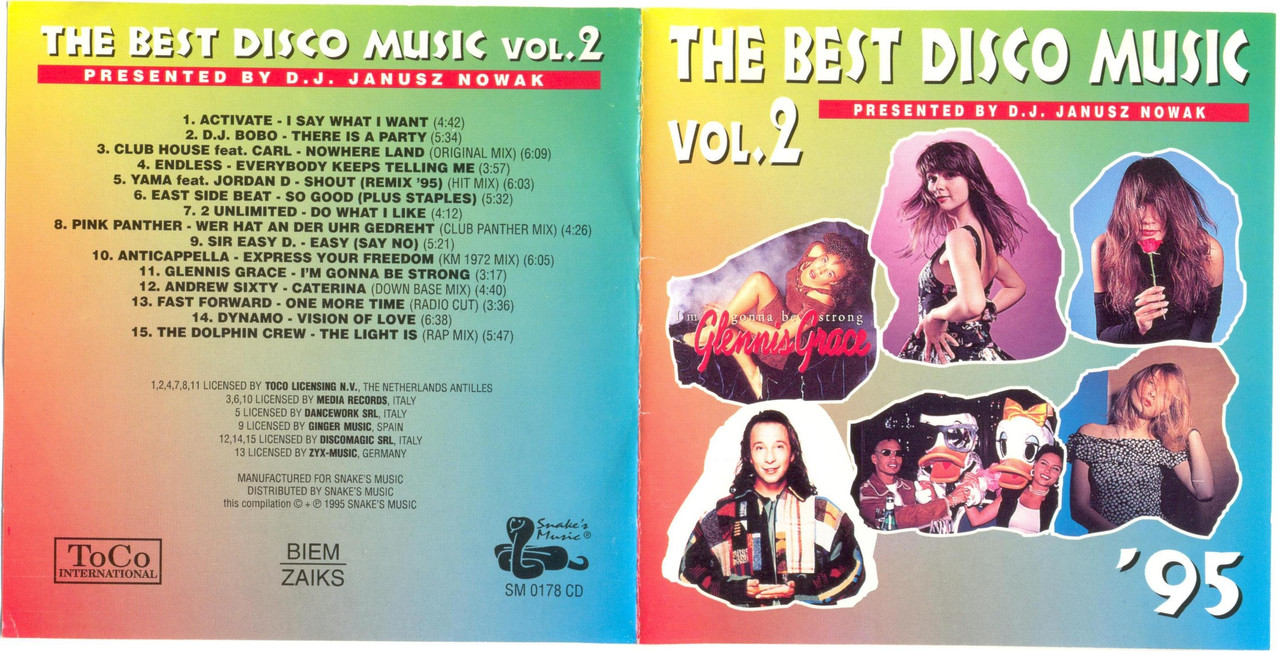 11/03/2023 - Various – The Best Disco Music Vol. 2 (CD, Compilation)(Snake's Music – SM 0178 CD)  1995 Front