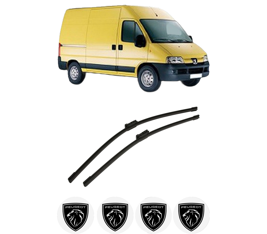 Set stergatoare auto PEUGEOT BOXER Van din 2006-2023, pentru parbriz auto, 2 bucati, Bosch Aerotwin, din cauciuc siliconat rezistent, 4 Stickere Auto PEUGEOT