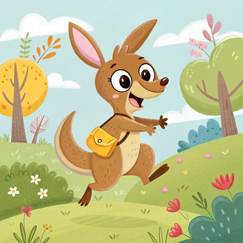 cute cartoon kangaroo jumping