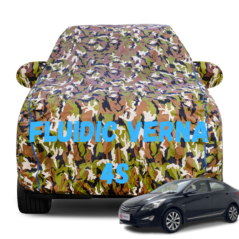 Fluidic Verna 4S Army Car Cover