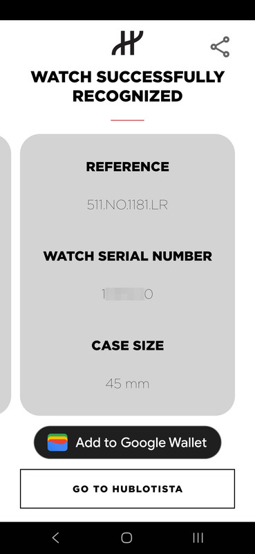 W3 Hublot e warranty