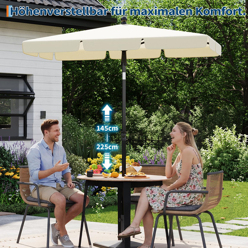 GARVEE Rechteckiger Sonnenschirm für Balkon und Terrasse