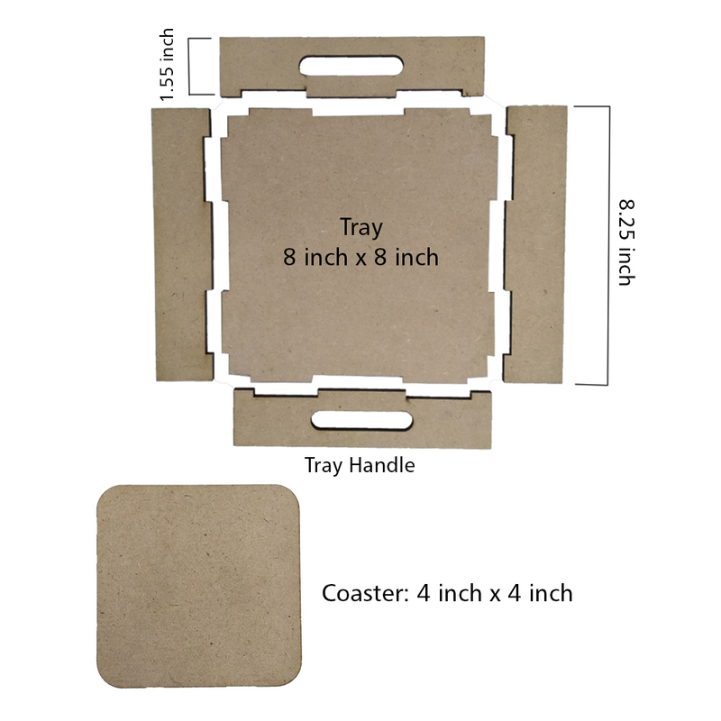 Pichwai Painting on MDF Tray with Square Coaster DIY Kit 