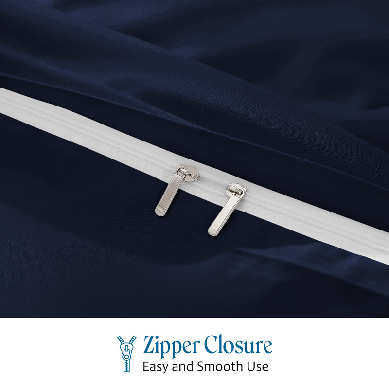 Picture of 1000 TC 100% Egyptian Cotton Duvet set Zipper Closur Ultra Soft Durable and Fade Resistant Color Navy Blue Solid size King