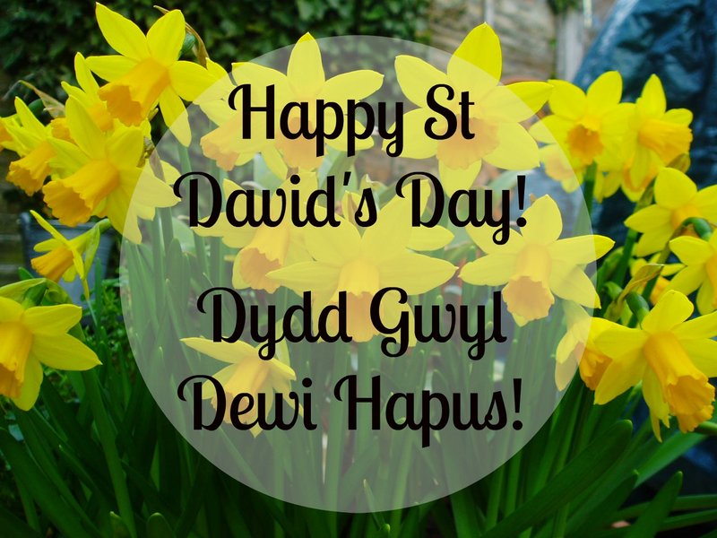 St. David's Day Grußkarte Mit Walisischer Flagge & Quaste – 'Dydd Gwyl Dewi Hapus', Handverziert, In Kompostierbarer Verpackung