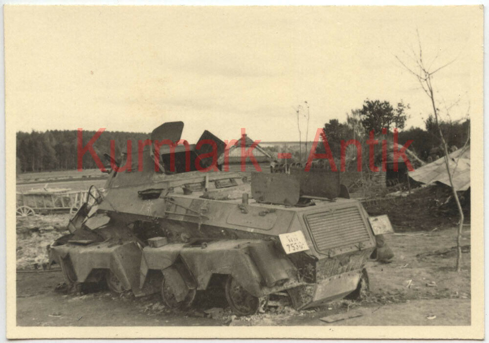 Foto Wehrmacht Polen 8 Rad Panzer Spähwagen Volltreffer crash !