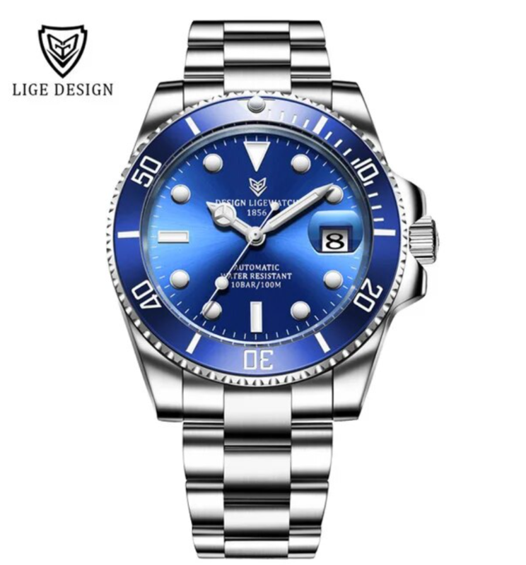 【新品/即日無料発送】LIGE 6801 機械式 自動巻き ダイバーズ LIGE 6801 Luxury Business Automatic Watches Men Stainless Steel