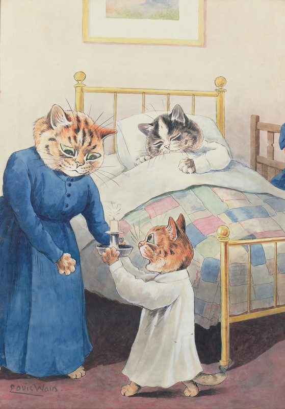 Louis Wain - Bedtime - (MeisterDrucke-199983)