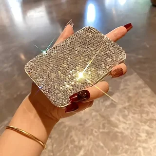 Makeup Mirror with Artificial Diamonds