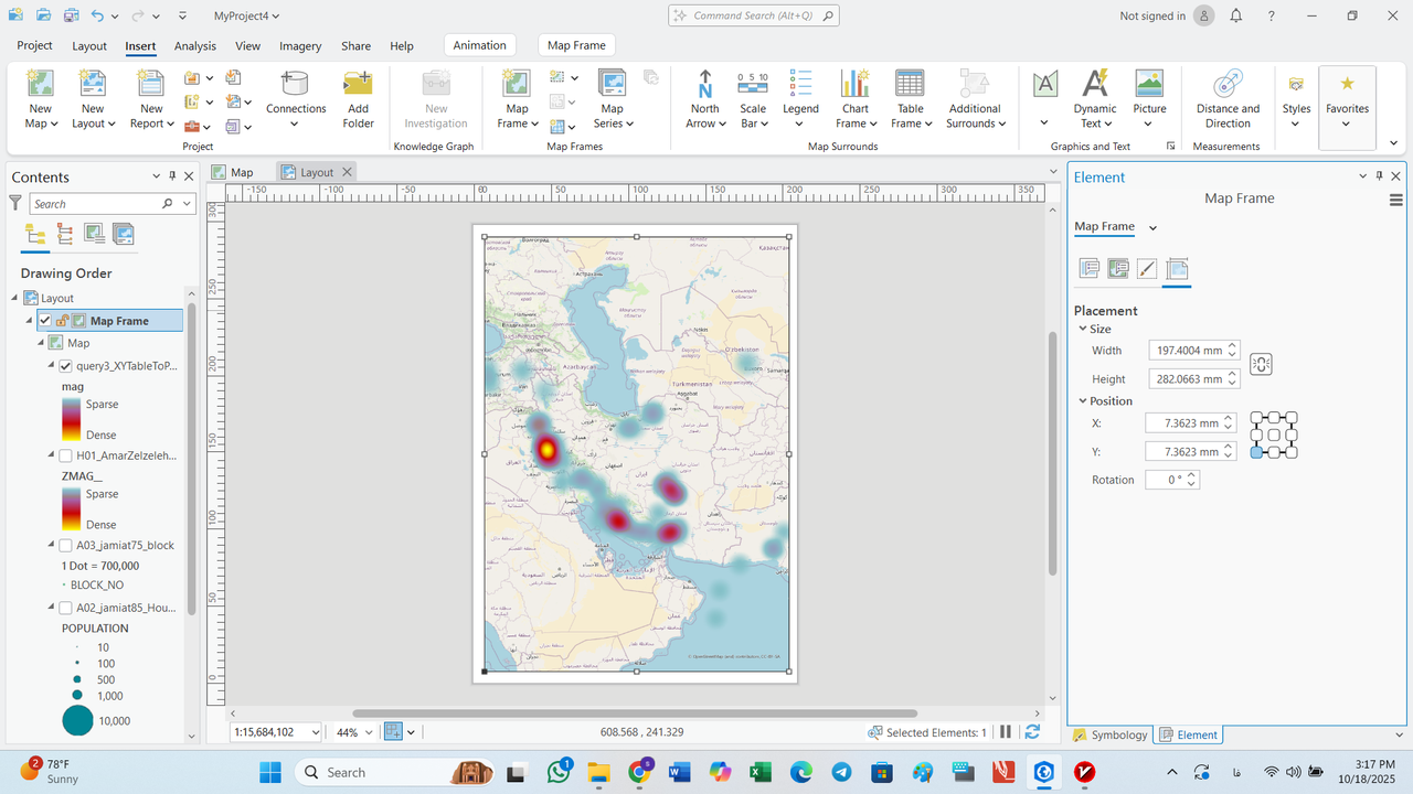 تنظیم قاب Layout