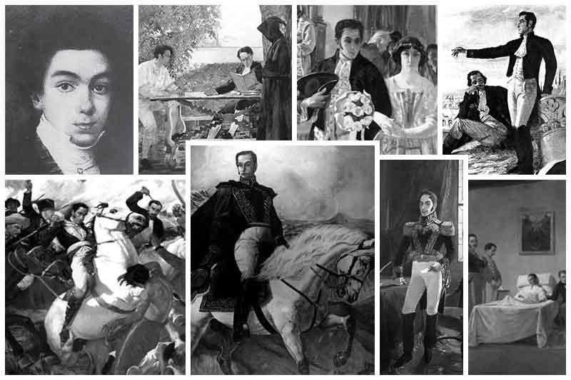 Collage de la vida de Simón Bolívar