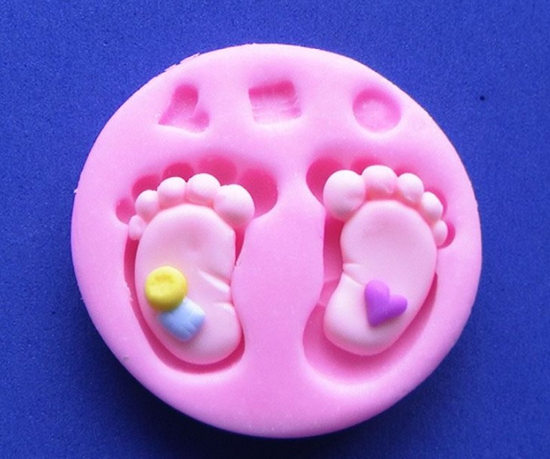 Molde en silicona Pies bebe para recordatorios nacimientos baby shower