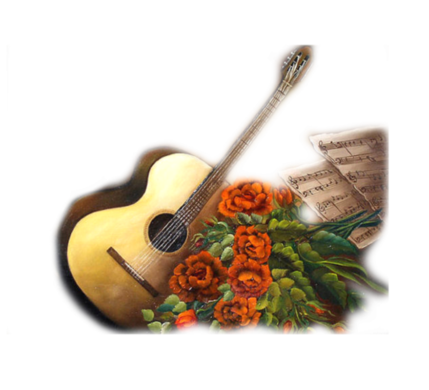 Инструменты для романса. Открытки с музыкальными инструментами. Музыкальные инструменты и цветы. Открытка с гитарой. Гитара на прозрачном фоне.